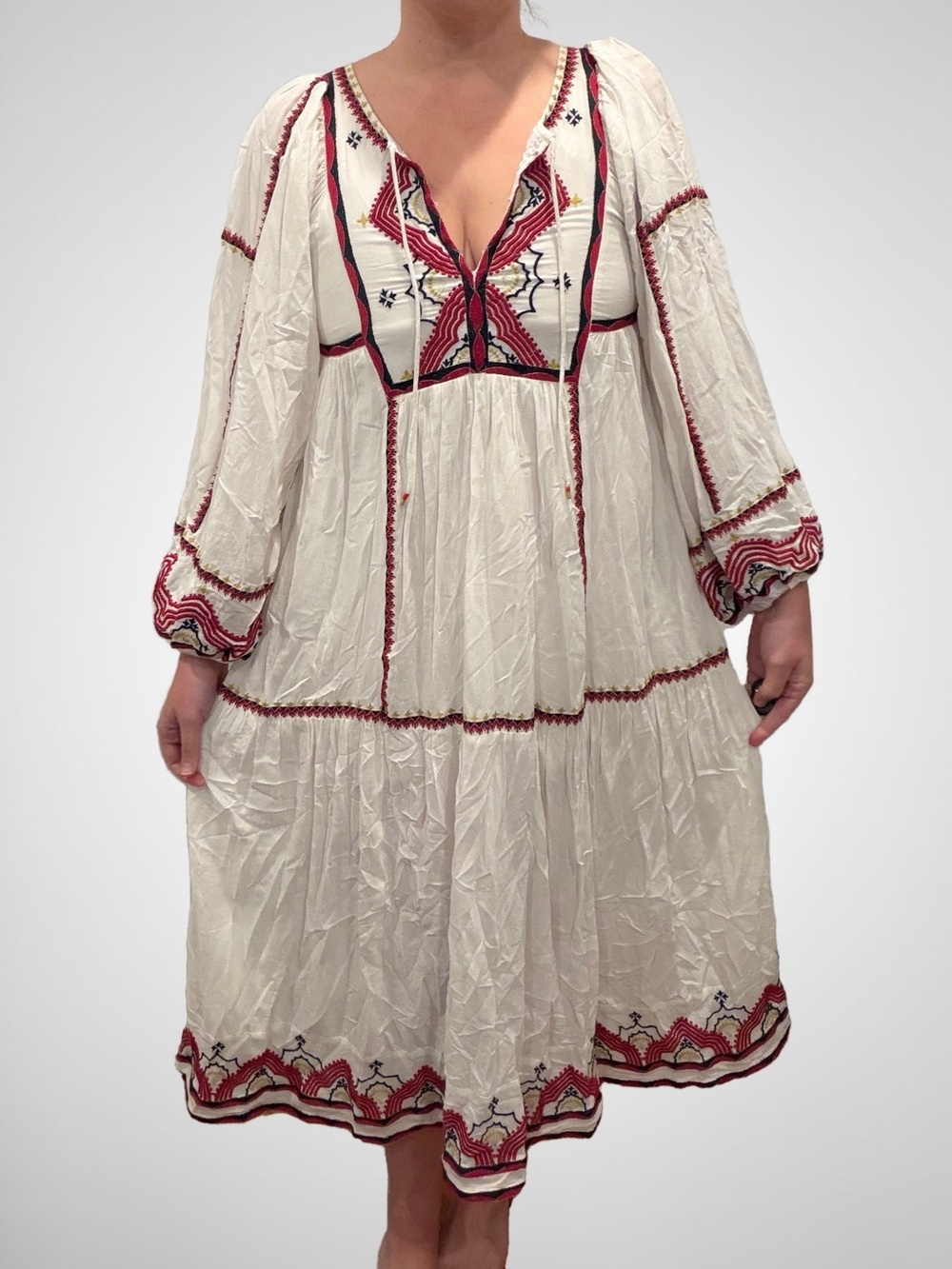 Free People Sweet Escape Boho Embroidered Midi Dress, Size XS